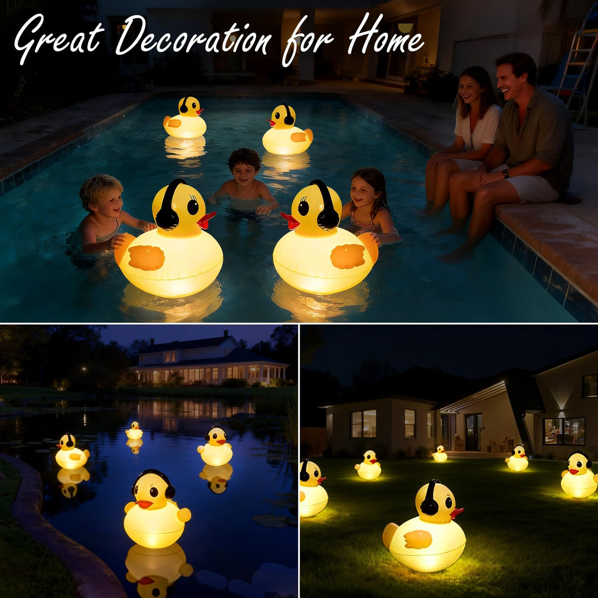 DeeprBetter IP68 waterproof duck light stays afloat in outdoor settings