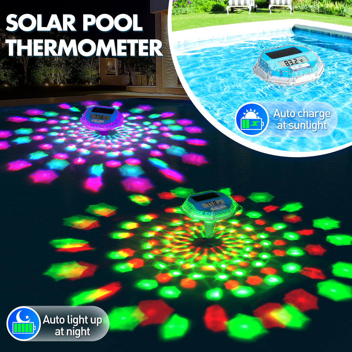 DeeprBlu termómetro de piscina con espectáculo de luces