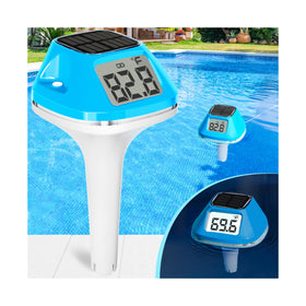 DeeprBlu solar pool thermometer with rope for secure floating readings.
