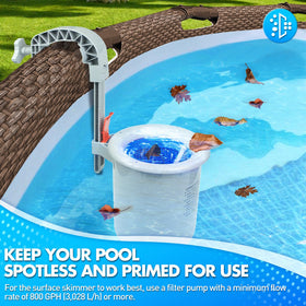 DeeprClean Above Ground Skimmer debris collection keeps leaves away from the pool bottom