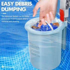 DeeprClean Above Ground Skimmer in-use with pool filter improves circulation and cleanliness