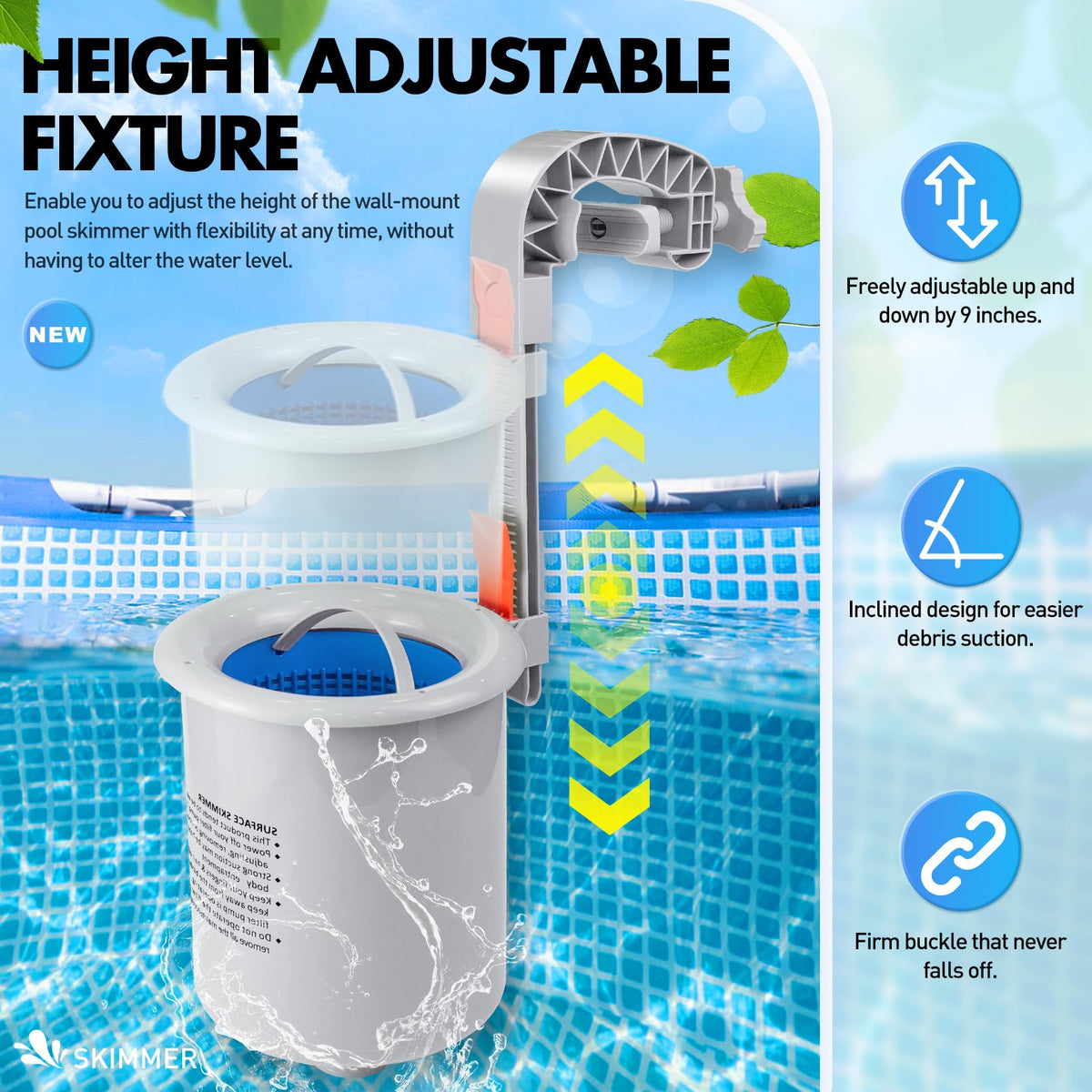 DeeprClean Above Ground Skimmer installation instructions simplify setup by the pool edge