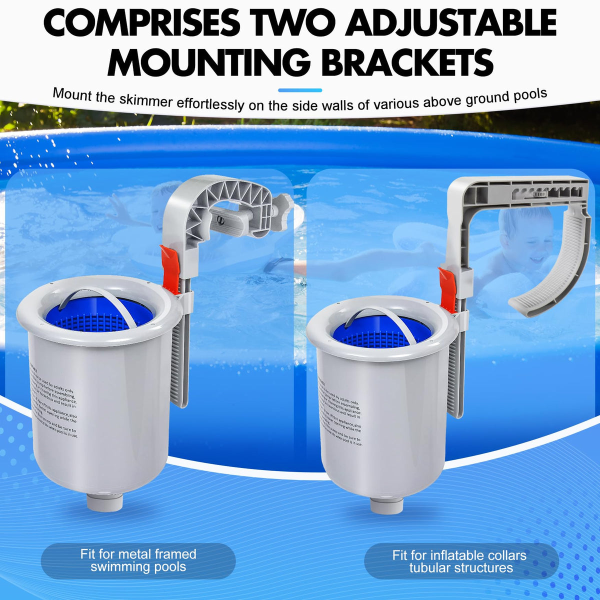 DeeprClean Above Ground Skimmer removable-basket captures leaves for quick disposal after swimming