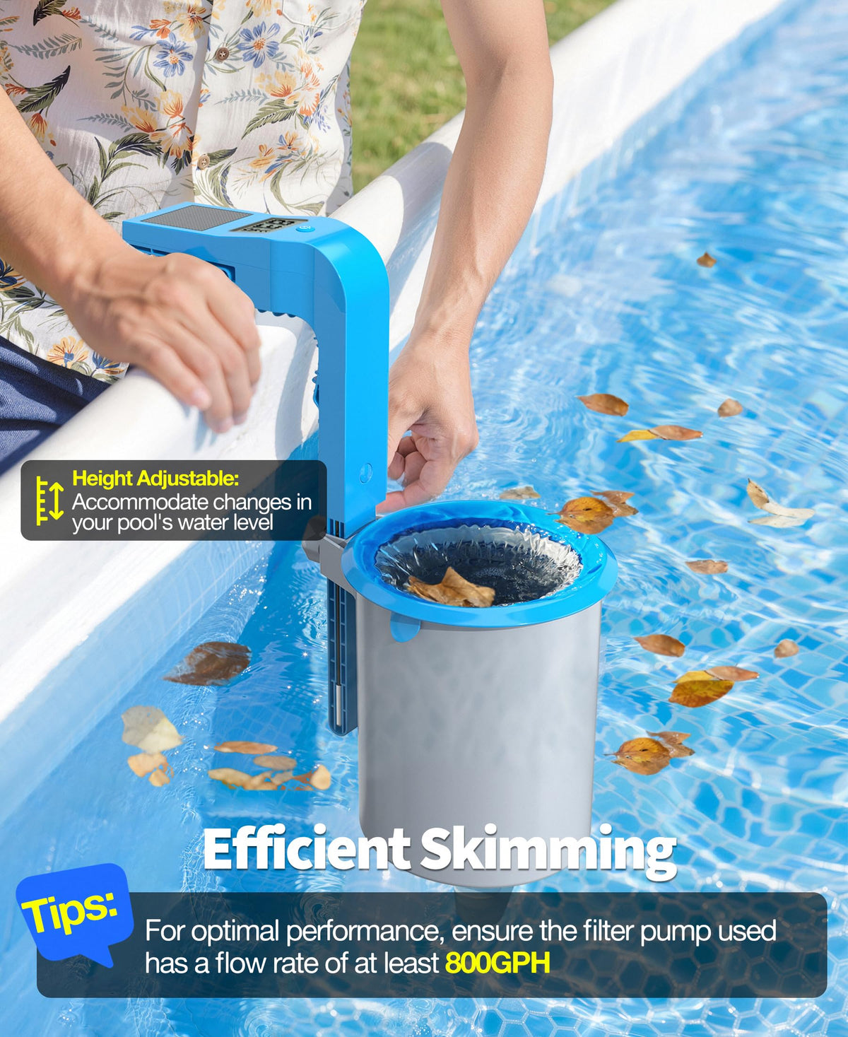 DeeprClean auto-skimming action with compatible pool pump