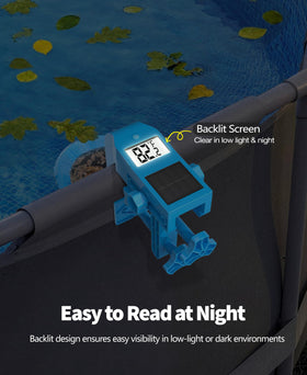Solar panel and backlit display on DeeprClean thermometer provide readability at night