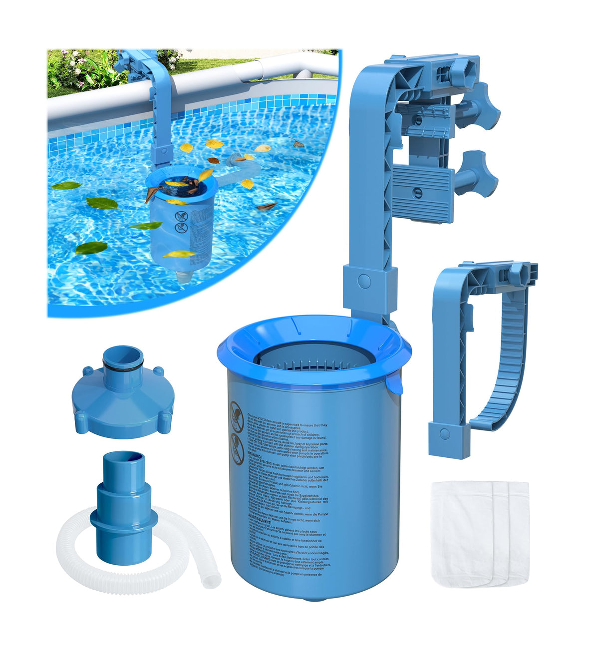DeeprClean upgrade above-ground skimmer bracket for secure mounting on pool wall.