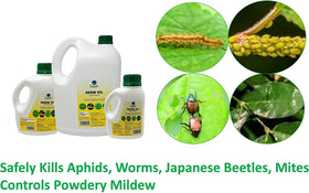 Deepthi Pure Neem Oil pour action for easy mixing and spray.