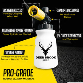 Deer Brook Shop Hornet foam cannon rotating head enables controlled foam direction.