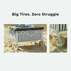 DEER LAND Beach Wagon large capacity holding umbrellas and chairs.