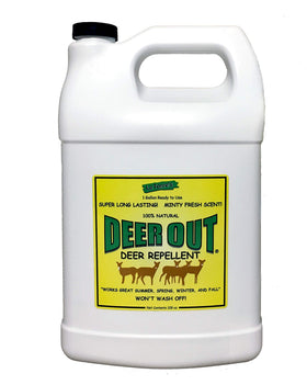 Deer Out 1-gallon ready-to-use refill bottle for outdoor garden protection.