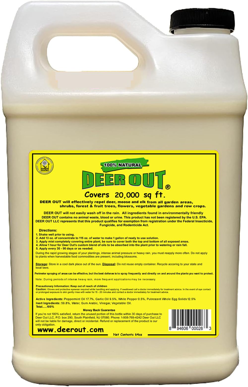 Deer Out deer repellent application in the garden deters deer browsing.