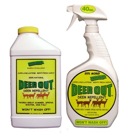Deer Out starter combo 40oz spray bottle ready to use protecting plants