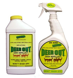 Deer Out starter combo 40oz spray bottle ready to use protecting plants