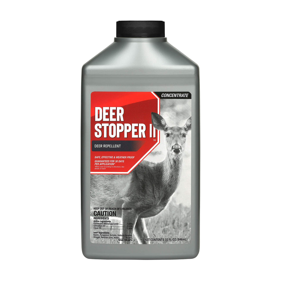 Deer Stopper II bottle pour demonstrates simple application for garden protection.