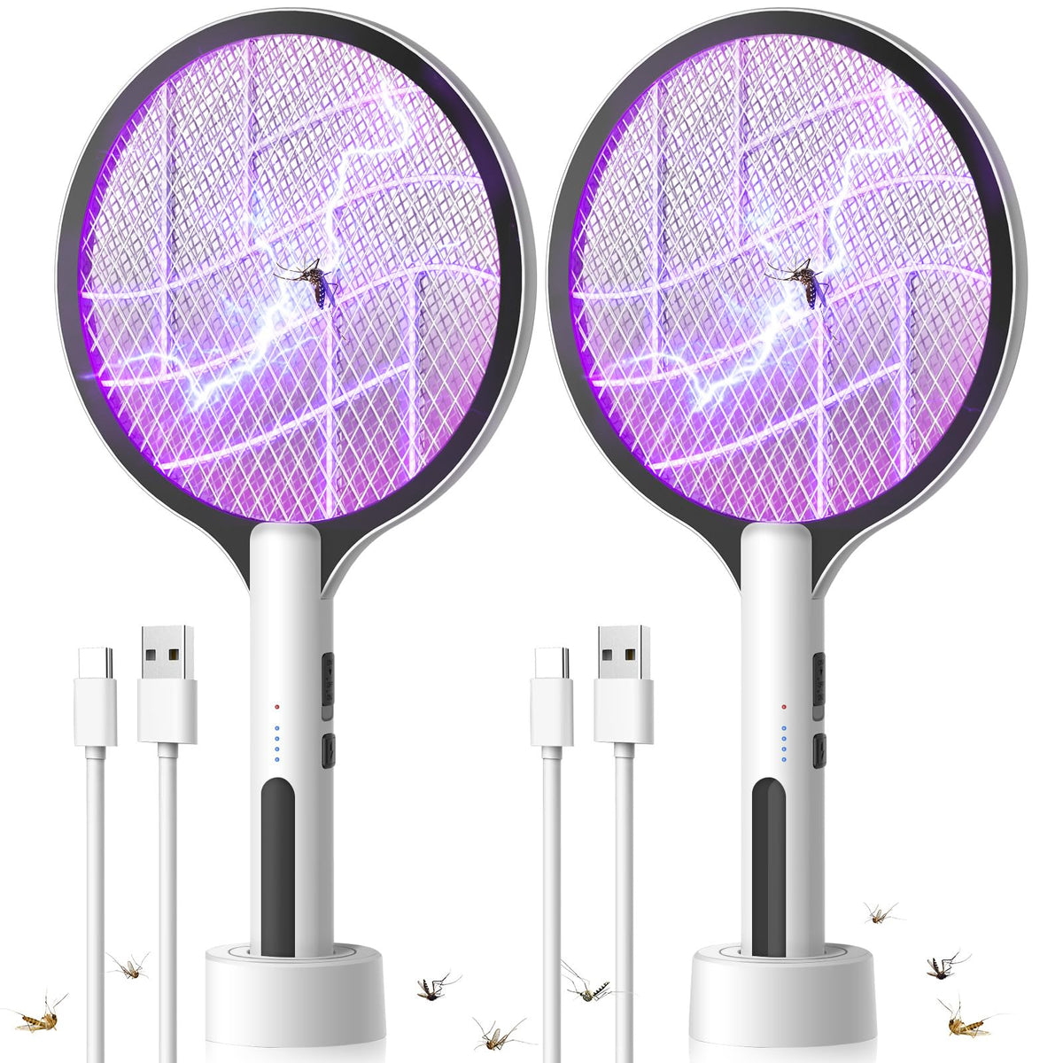 DEEZEE 2PACK electric fly swatter on base ready for quick pest control indoors