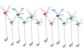 Defemim 12-pack dragonfly clip adds colorful garden decor and deterrence.