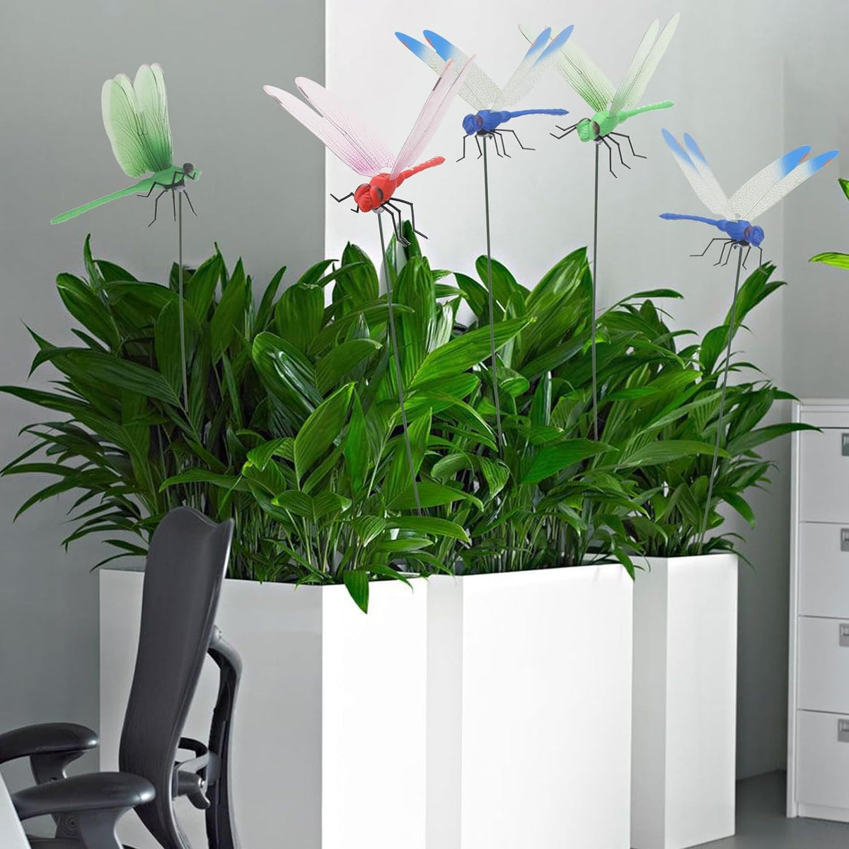 Defemim 3D blue dragonfly stake adds charm while deterring insects