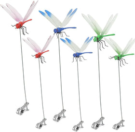Defemim colorful dragonfly decor doubles as garden deterrent.