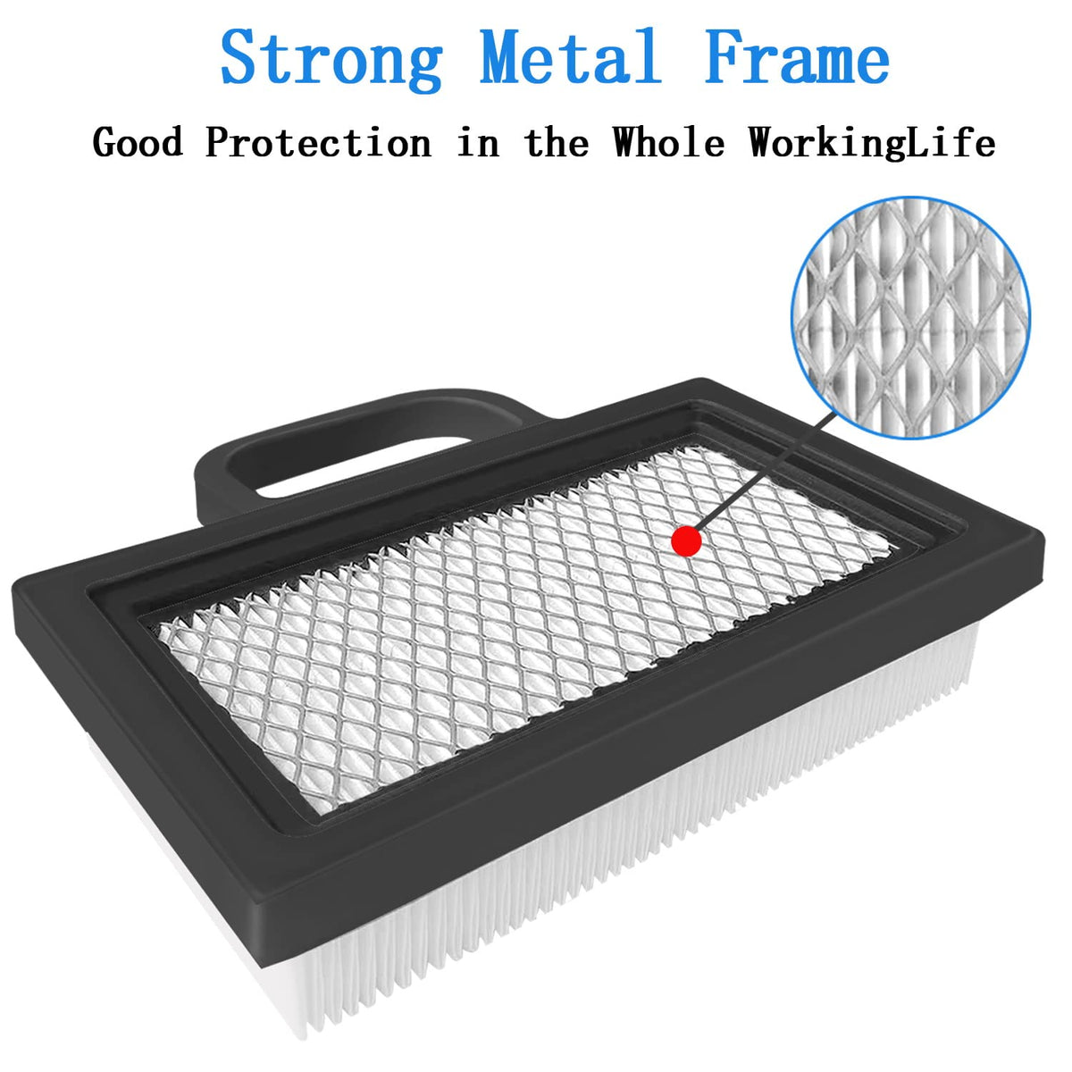 Deflife filter media with metal mesh highlighting durable construction.