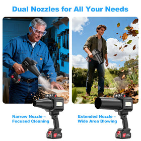 DEGGE blower with front LED and side lights for night cleaning.