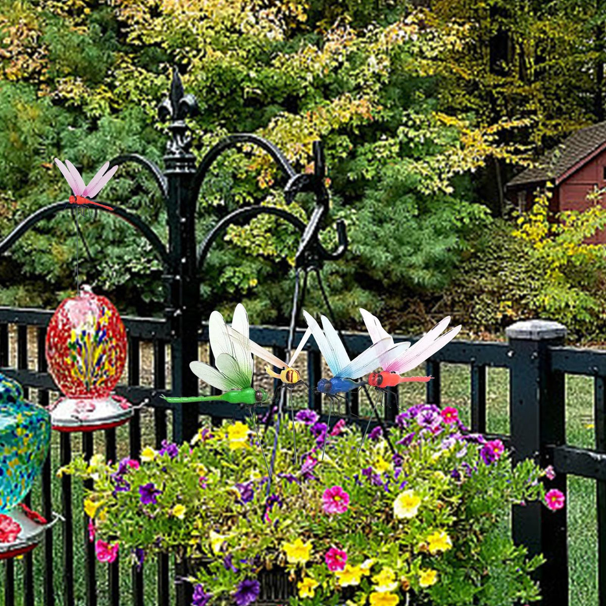Deiksuir dragonfly bird-deterrent accessory offers lightweight, secure attachment for hats or plants.