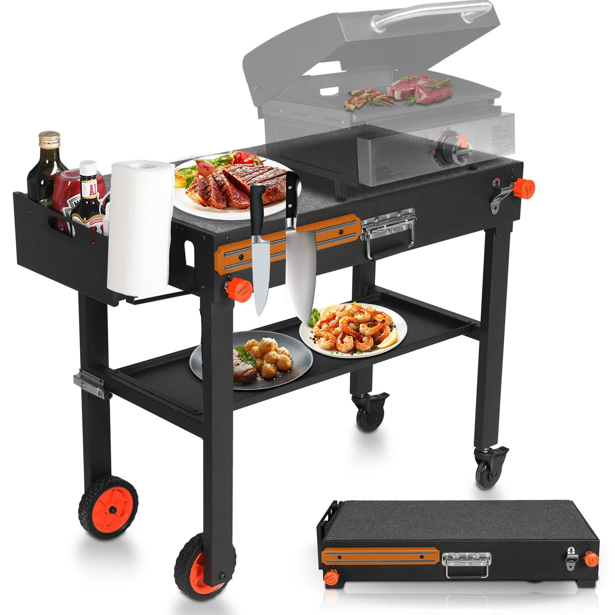 DeintYei outdoor grill table demonstrates compatibility with Blackstone griddles for versatile meals.