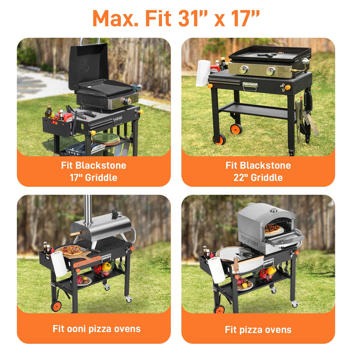 DeintYei grill cart folded compact for easy transport and storage.