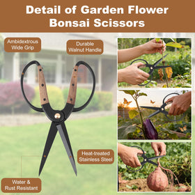 DEKELIY dual-grip walnut bonsai scissors for left and right hands