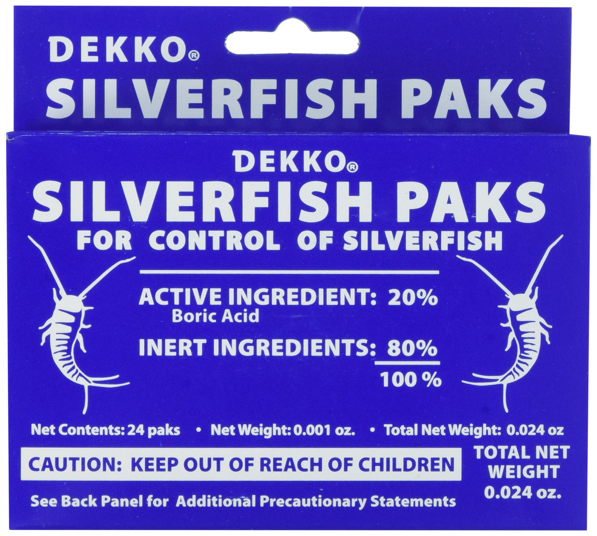 Dekko Silverfish Packs box ready for easy home pest control.