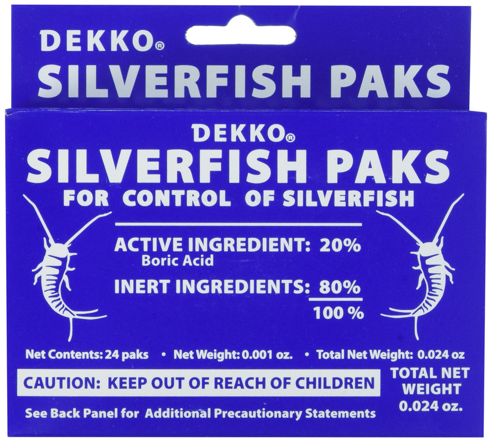 Dekko Silverfish Packs box ready for easy home pest control.
