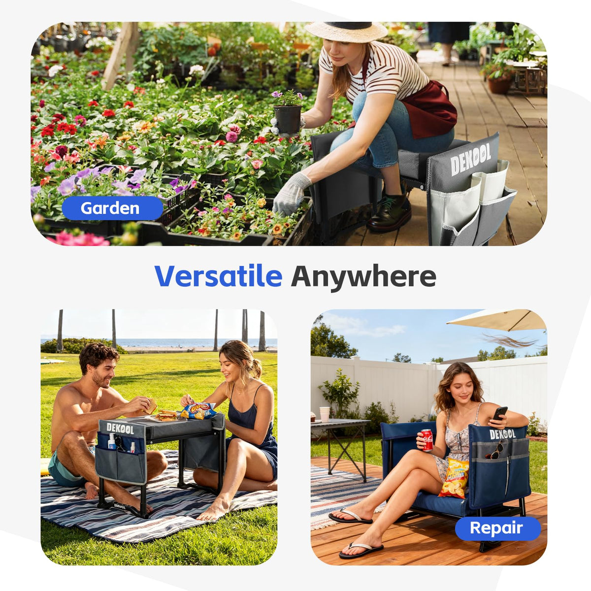 Dekool 350-lb capacity supports sturdy use for diverse gardeners