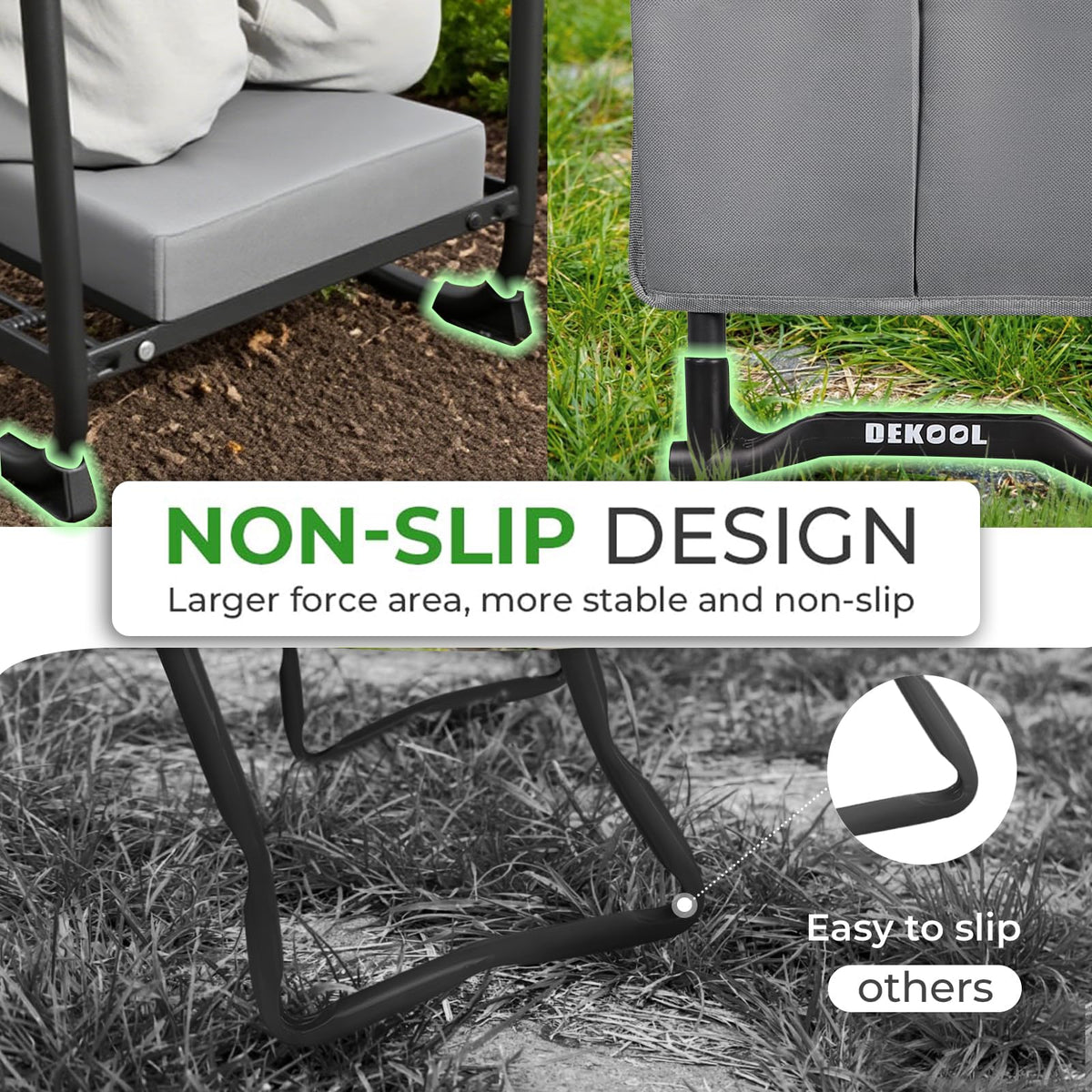 Dekool dotted non-slip grips ensure secure placement during tasks