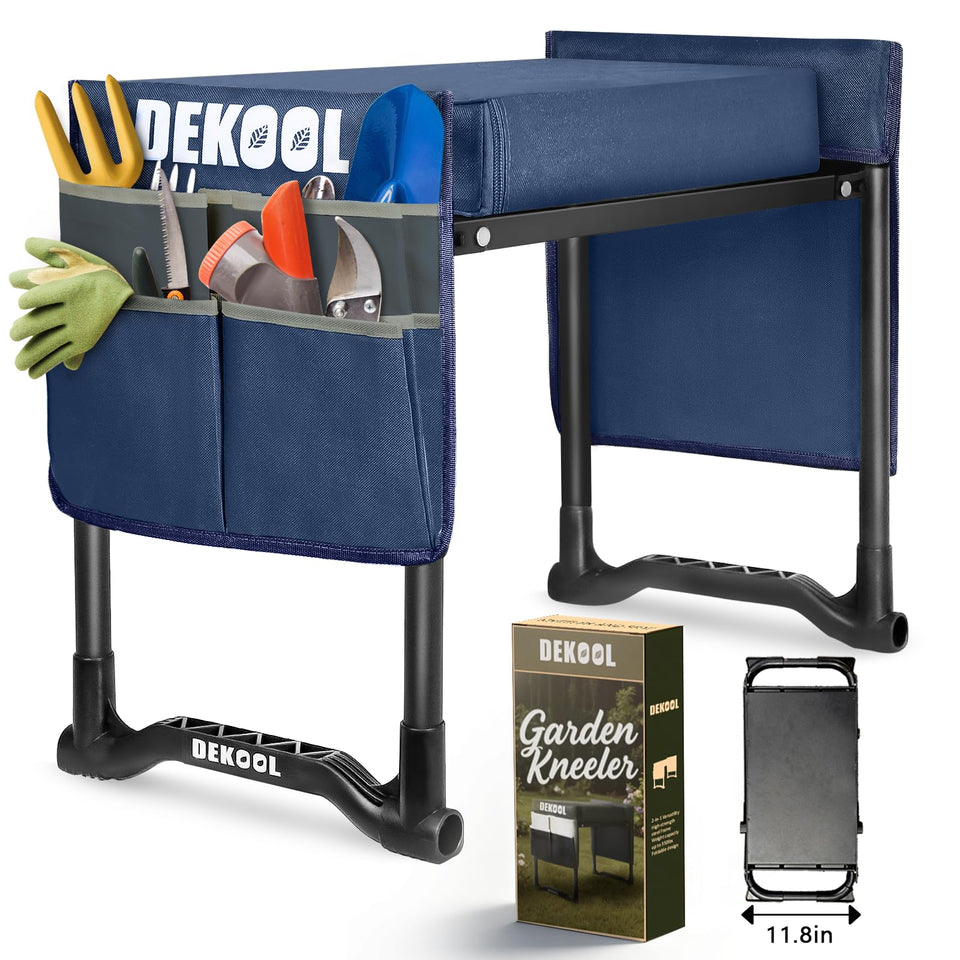 Dekool garden kneeler and seat with upgraded pad for comfortable kneeling sessions.