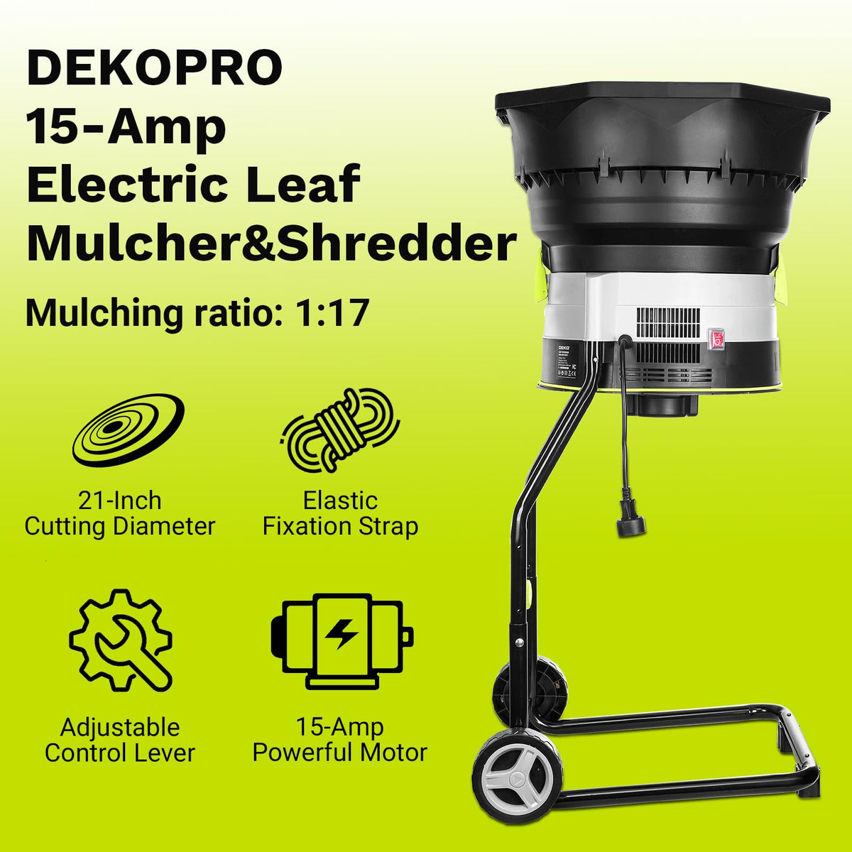 DEKOPRO 17:1 mulch ratio reduces waste size for easier disposal