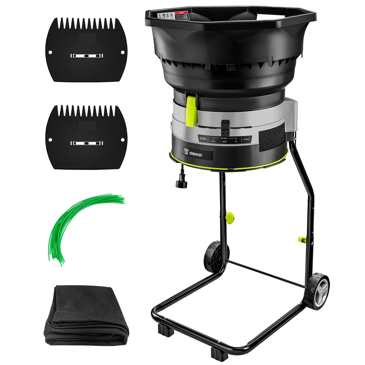 DEKOPRO electric leaf mulcher in full product view for efficient cleanup