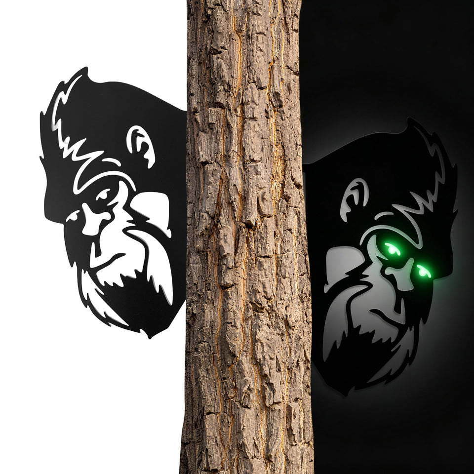 Dekorbay sasquatch eyes glow sign enhances nighttime garden ambiance