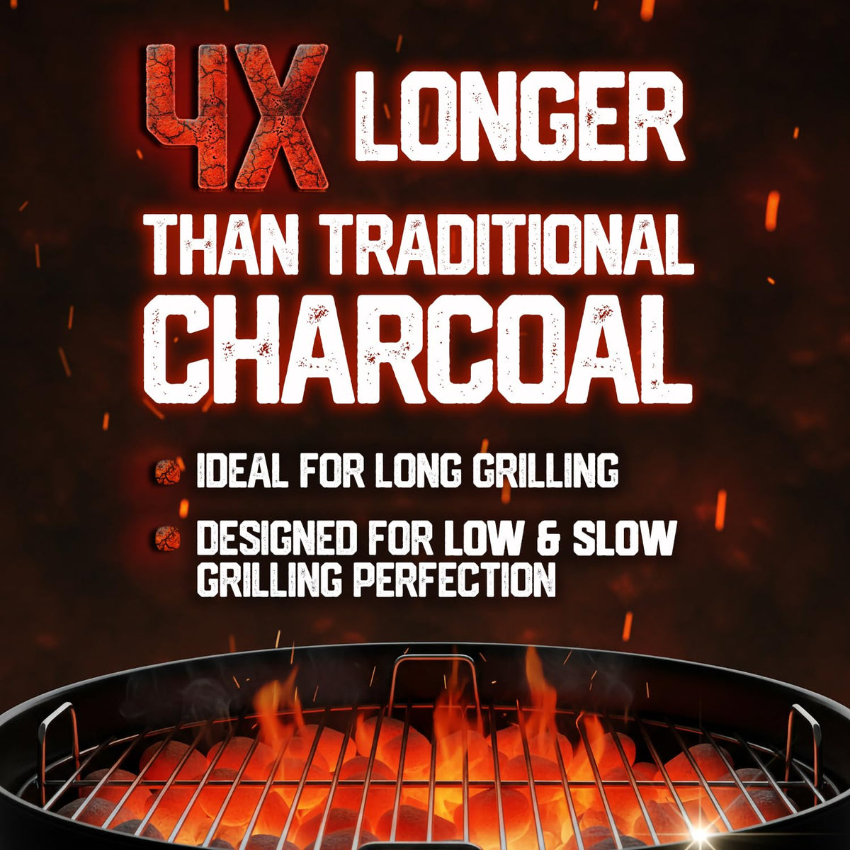 Del Bravo briquettes provide even heat distribution across the grill.