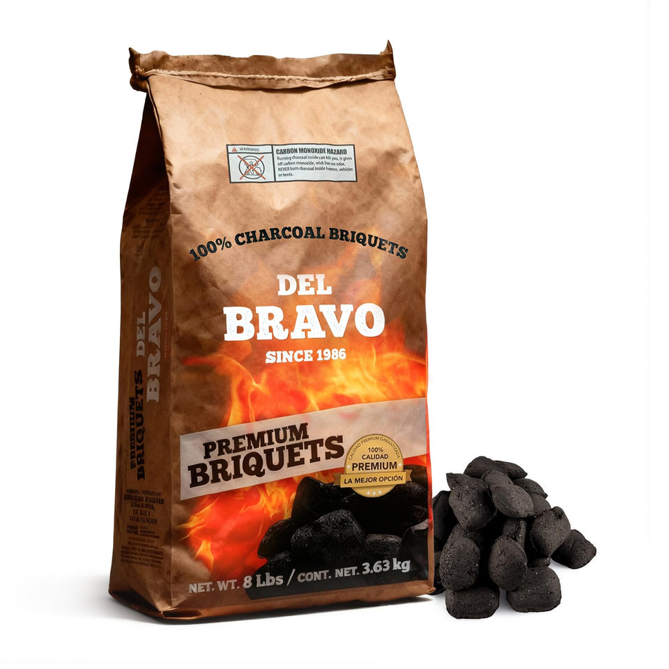 Del Bravo briquettes long burn provide steady heat for long grills.