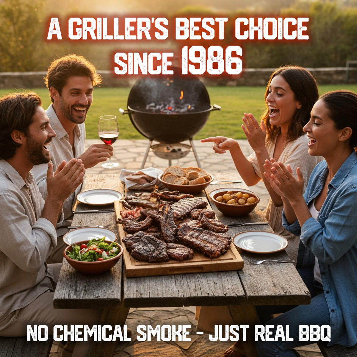 Del Bravo briquettes deliver consistent heat for meats and vegetables.