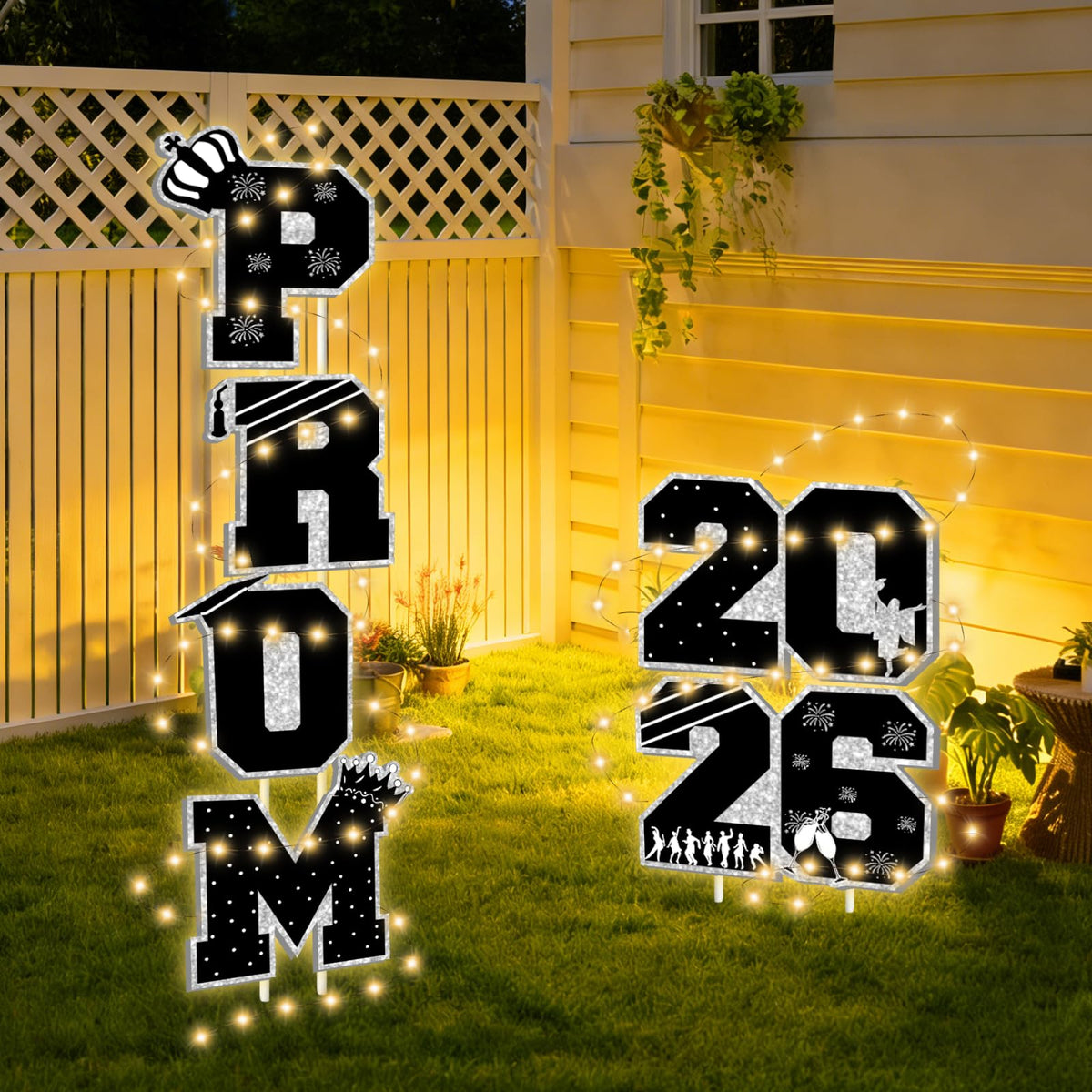 Delaimastor Prom 2026 yard sign with stakes, quick lawn installation.