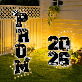Delaimastor Prom 2026 yard sign with stakes, quick lawn installation.