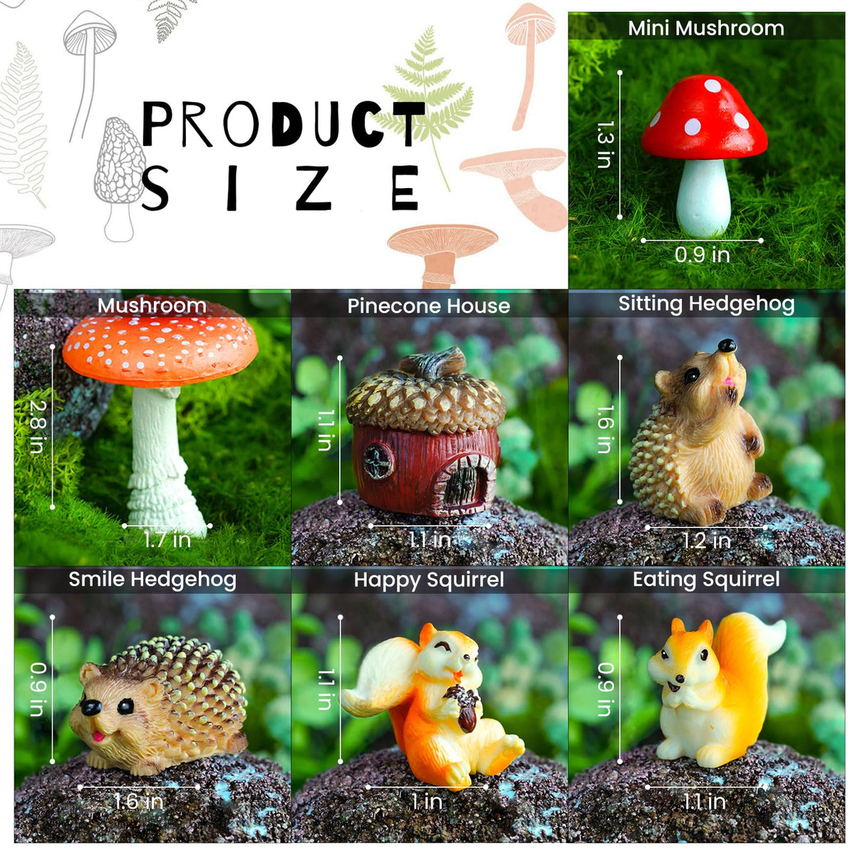Delighture fairy garden hedgehog waving figure for playful mini landscapes