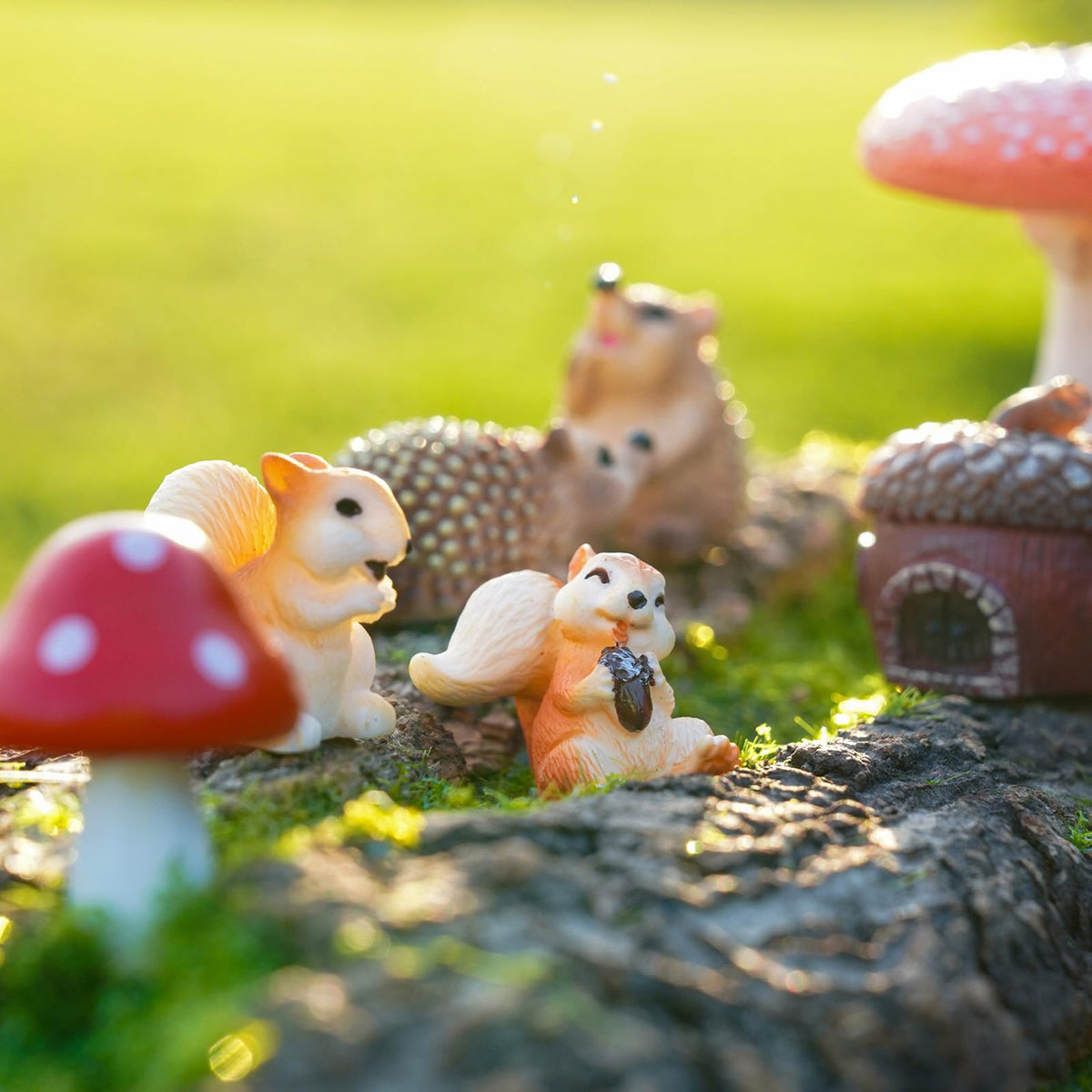 Delighture fairy garden squirrel eating figure enhances planters and terrariums