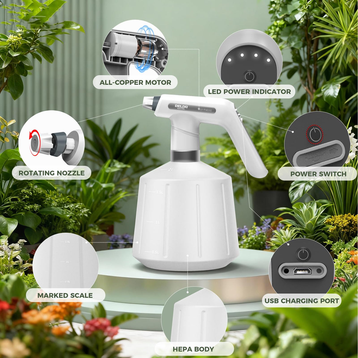 DELIXI spray bottle wide mist mode for delicate seedlings and houseplants.
