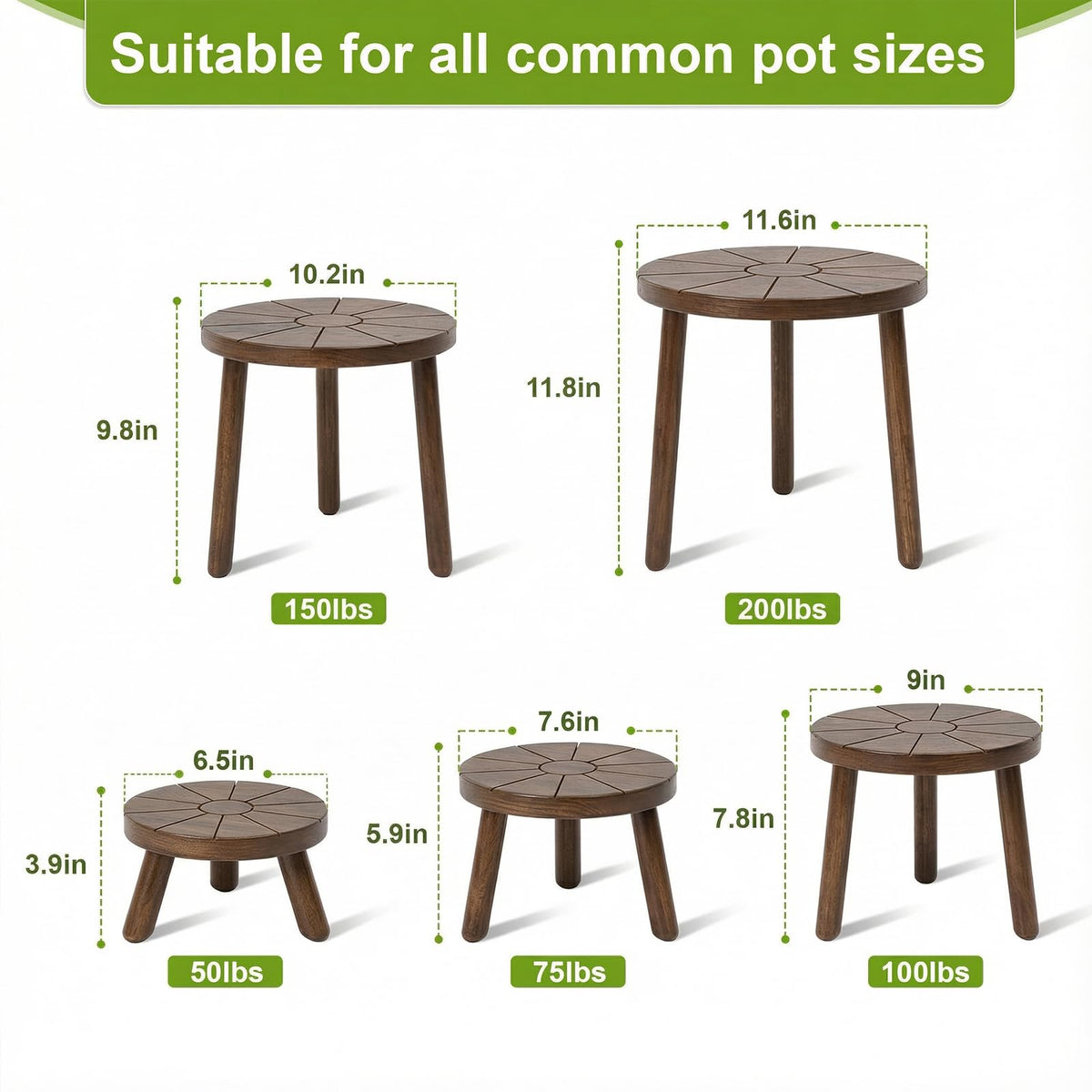 Delma wood plant stand M side view combines style with practical height options.