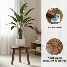 Delma wood plant stand S side view highlighting sturdy support for mid-size pots.