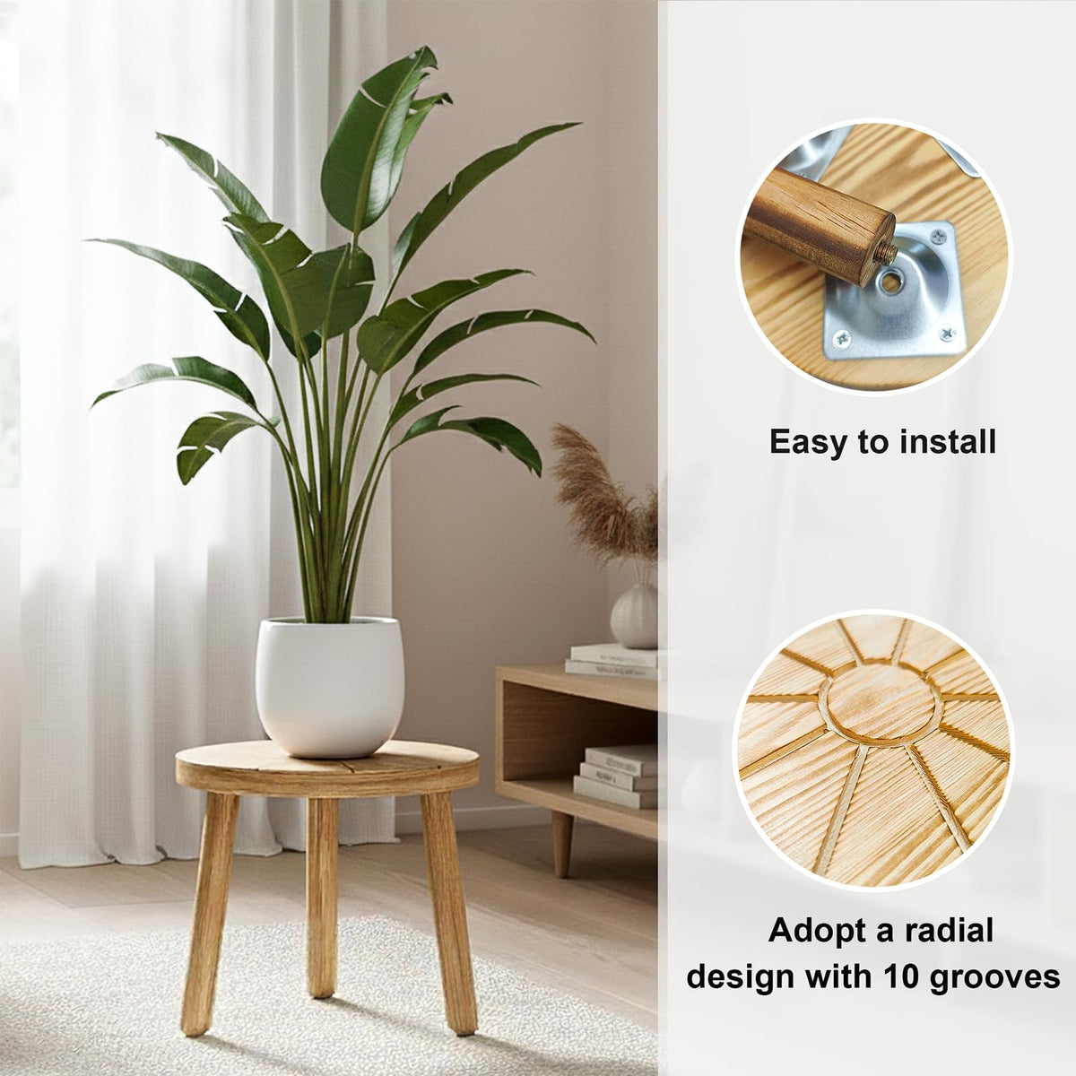Delma wood plant stands XS to XL heights arranged for versatile indoor display