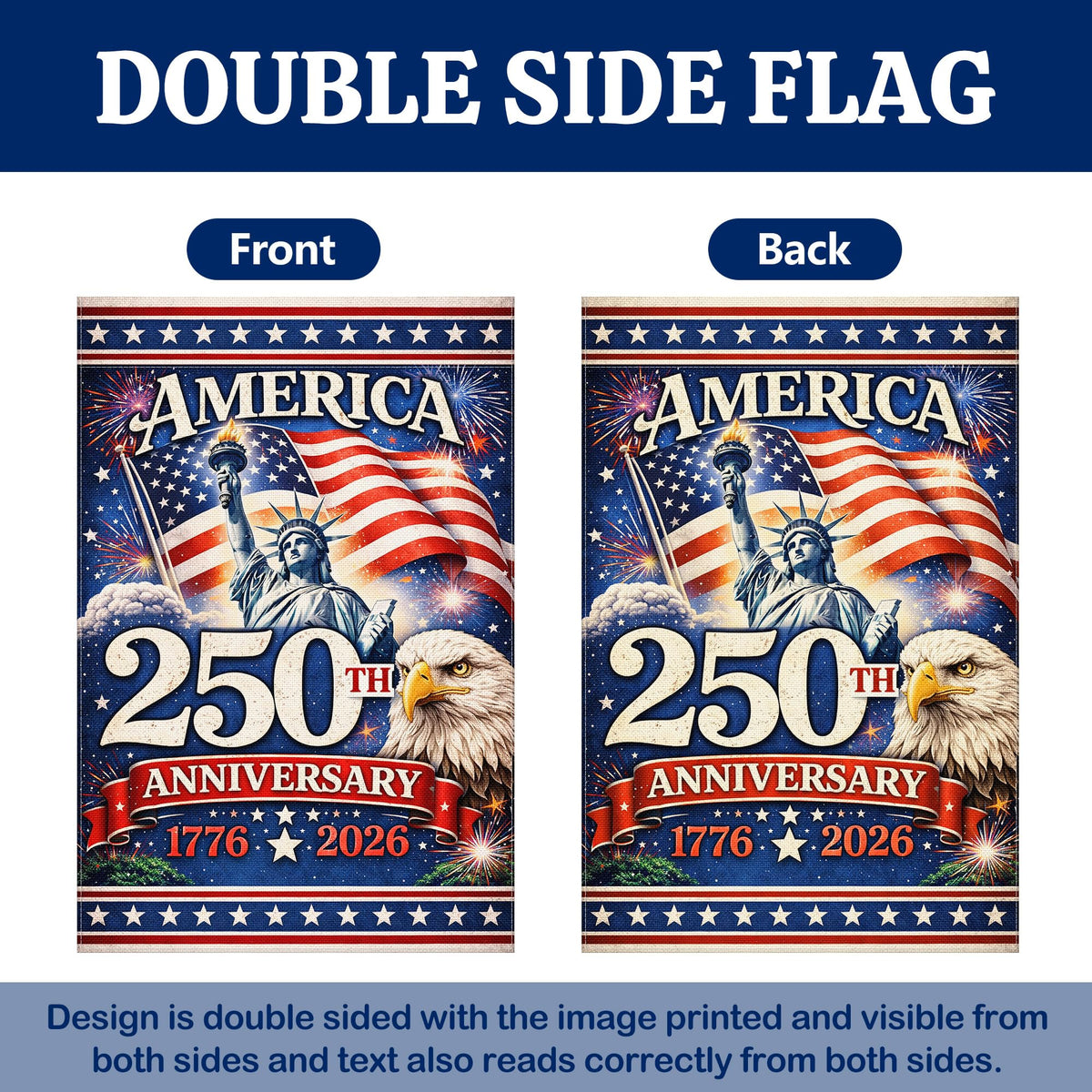Deloky patriotic yard banner hanging outdoors ready for celebrations.