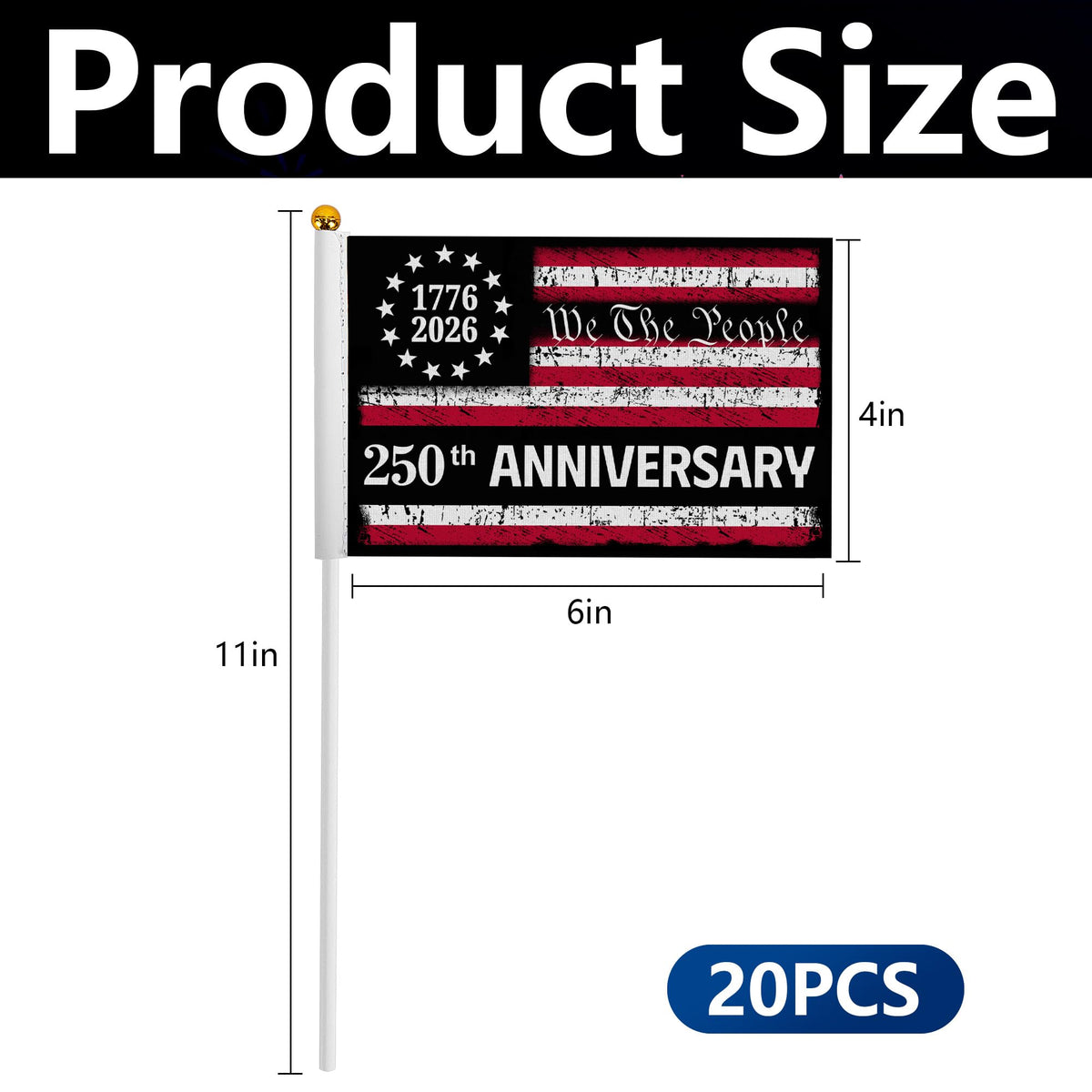 Deloky USA 250th flag closeup print shows crisp 1776-2026 design.