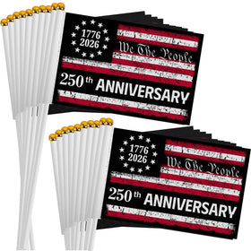 Deloky USA 250th flag on stick, lightweight and easy to carry for events.